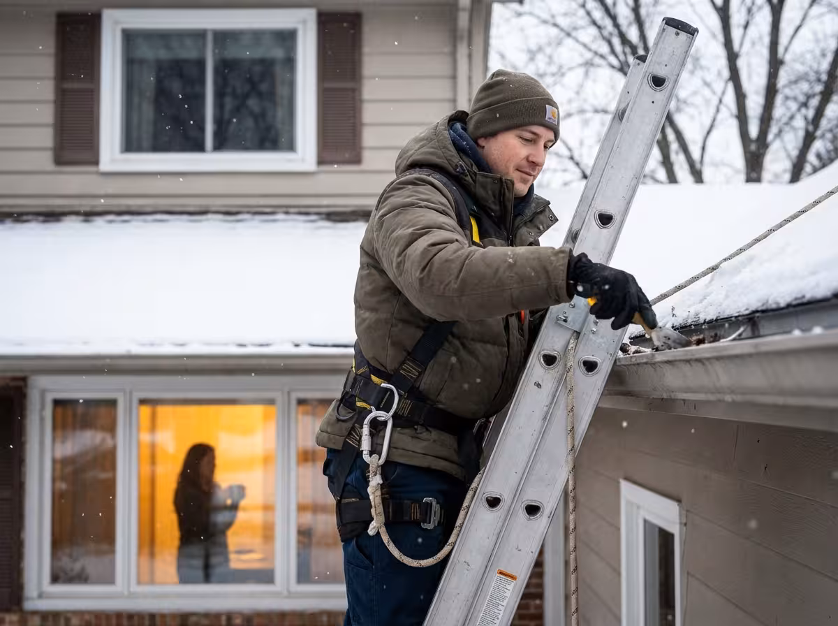 safe winter gutter cleaniong 1